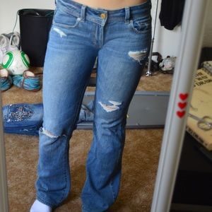 American Eagle distressed boot cut jeans